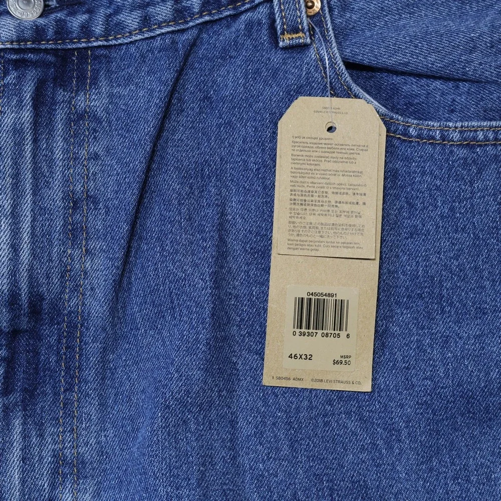 Levis 505 Regular Fit Mens Jeans 46x32 Blue Denim Straight Leg 04505-4891 NWT